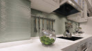 Tesoro - Marrow Collection - 3 in. x 12 in. Glossy Ceramic Wall Tile - Seafoam Deco Installed