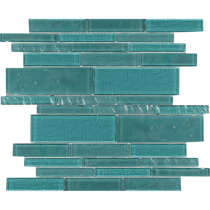 Tesoro - Treasure Series - 11.75 in. x 11.75 in. Glass Mosaic - Greenstone Linear