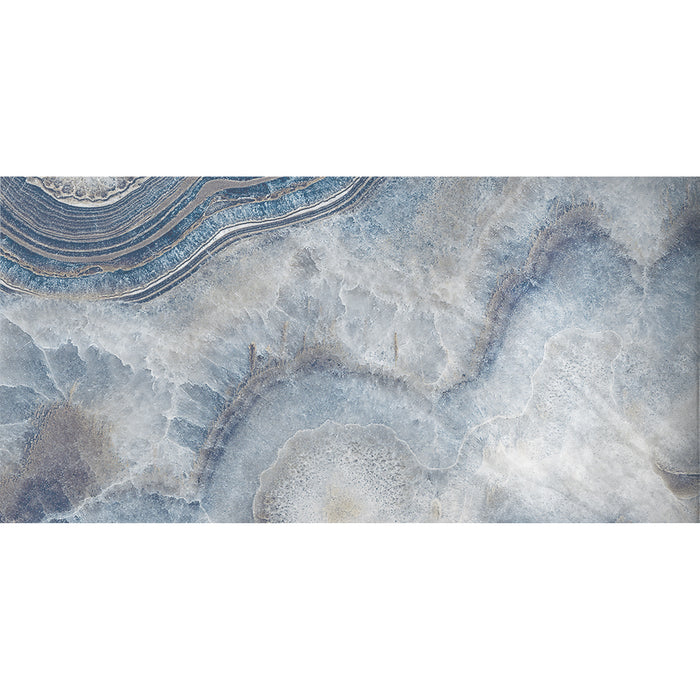 Tesoro - Agatha Collection - 12 in. x 36 in. Ceramic Wall Tile - Blue Glossy