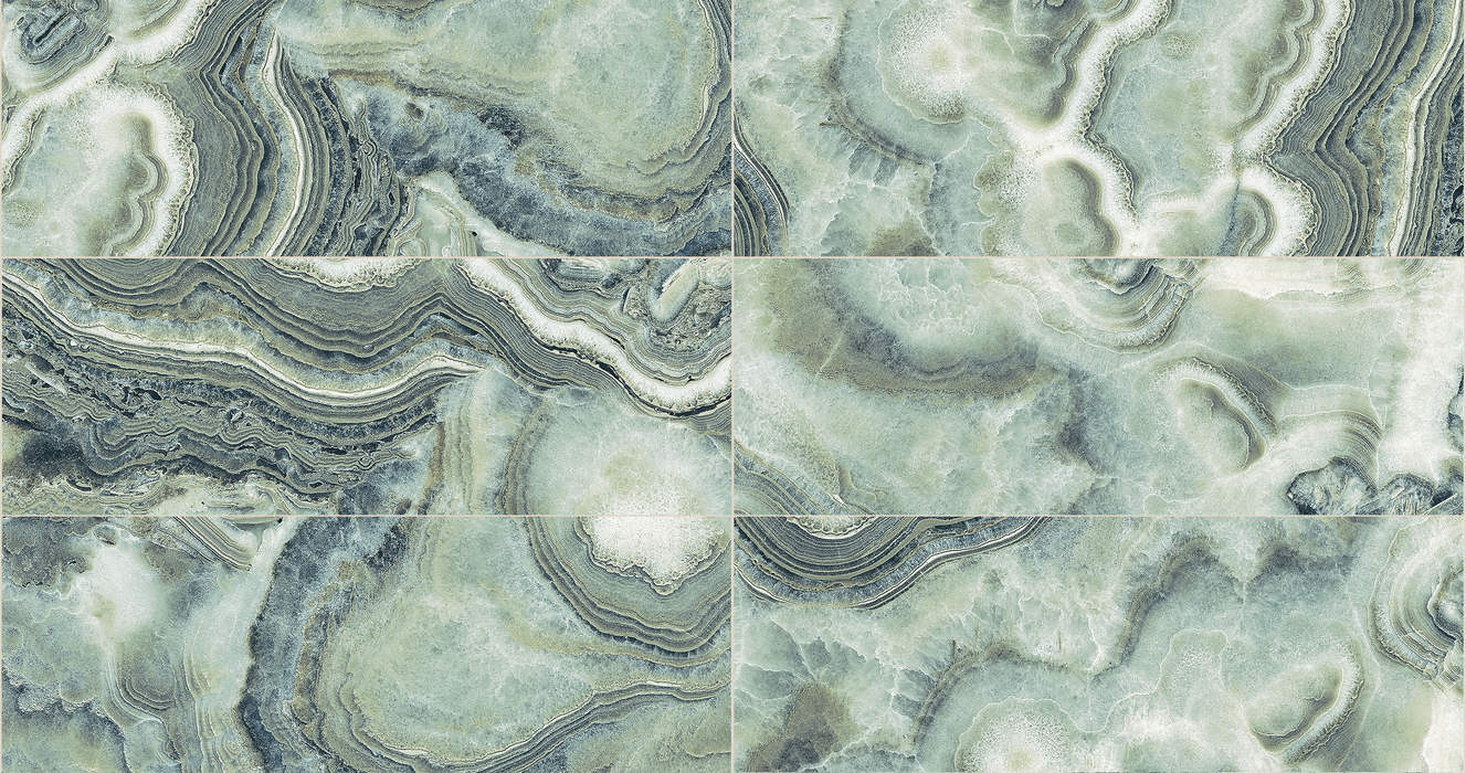 Tesoro - Agatha Collection - 12 in. x 36 in. Ceramic Wall Tile - Green Glossy Installed