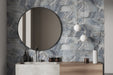 Tesoro - Agatha Collection - 4 in. x 24 in. Ceramic Wall Tile - Blue Glossy Installed
