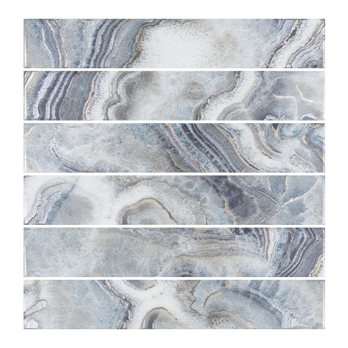 Tesoro - Agatha Collection - 4 in. x 24 in. Ceramic Wall Tile - Blue Glossy Variation