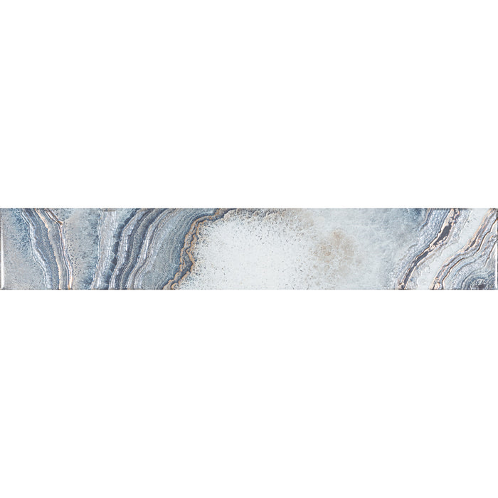 Tesoro - Agatha Collection - 4 in. x 24 in. Ceramic Wall Tile - Blue Glossy