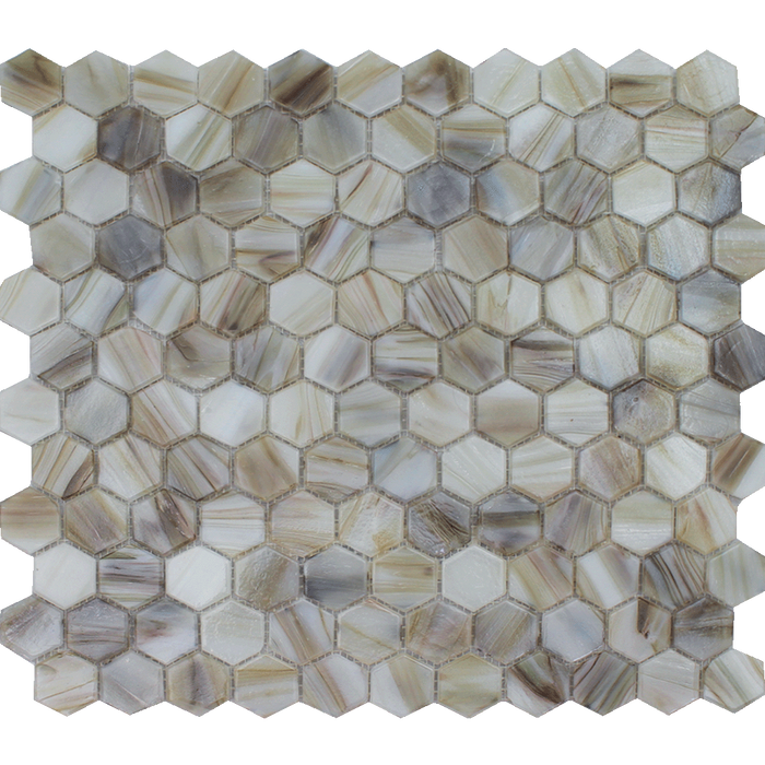 Aquatica by Tesoro - Aurora Series Hexagon Glass Mosaic - Agate