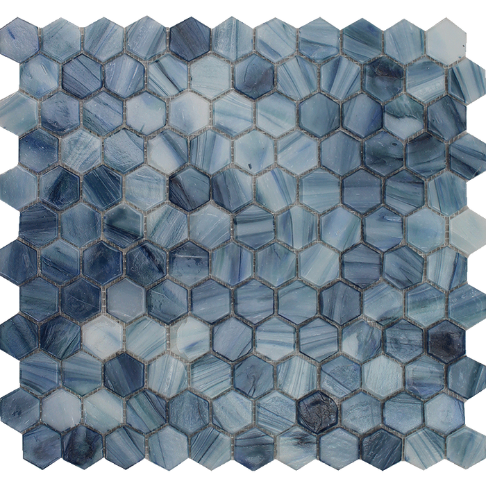 Aquatica by Tesoro - Aurora Series Hexagon Glass Mosaic - Tanzanite