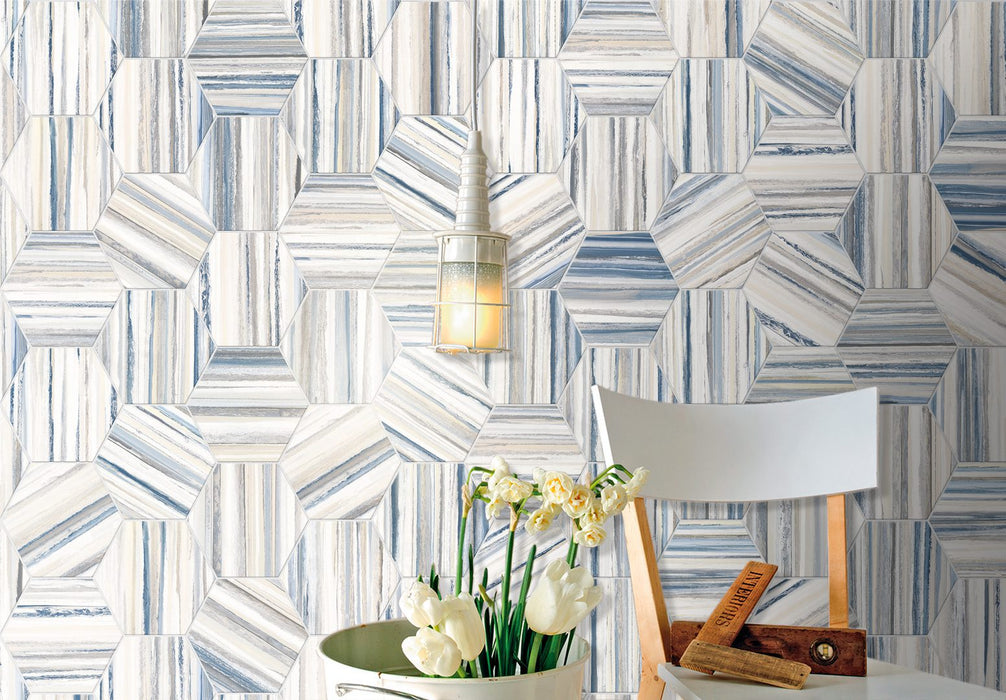 Tesoro - Flow Collection - 8.5 in. x 9.75 in. Porcelain Tile - Blue Installed