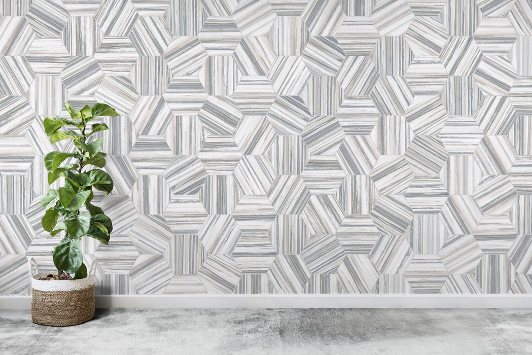 Tesoro - Flow Collection - 8.5 in. x 9.75 in. Porcelain Hex Tile - Grey Installed
