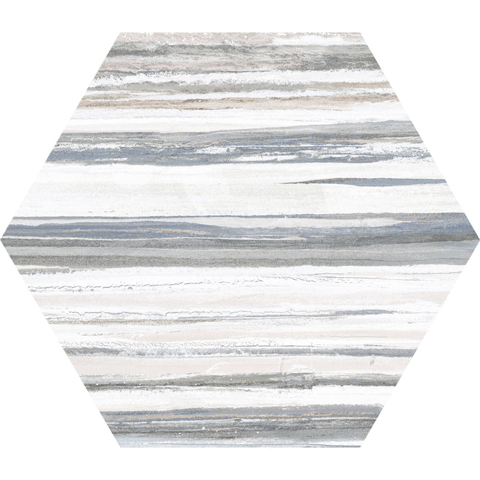 Tesoro - Flow Collection - 8.5 in. x 9.75 in. Porcelain Hex Tile - Grey