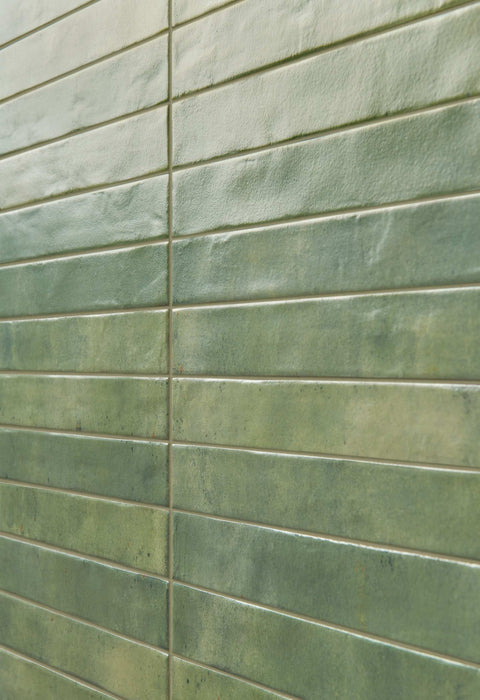 Tesoro - Graffiti Collection - 2 in. x 18 in. Porcelain Tile - Acquamarine Installed