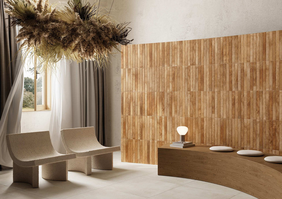 Tesoro - Graffiti Collection - 2 in. x 18 in. Porcelain Tile - Nolita Sunset Installed