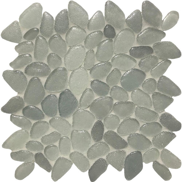 Tesoro - Liquid Rocks Series - Glass Pebble Mosaic - Oyster Silver