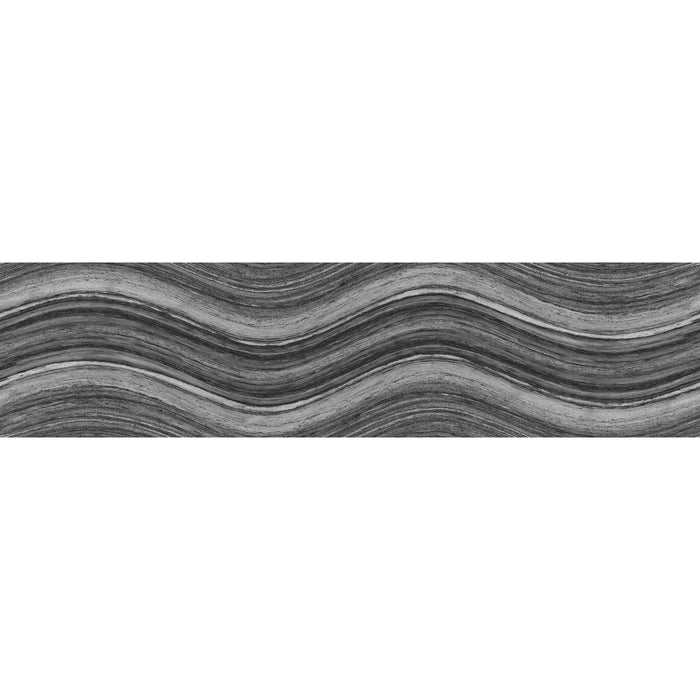 Tesoro - Ocean Wave Collection - 6 in. x 24 in. Glossy Porcelain Tile - Charcoal