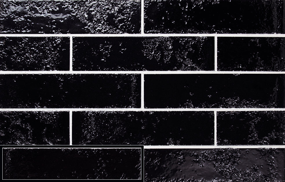 Tesoro Collection - Pukka Series - 3  in. x 10 in. Ceramic Wall Tile - Midnight Installed