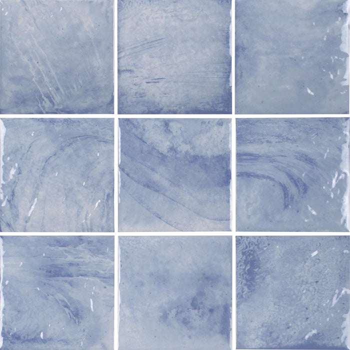Tesoro - Aquatica Pool Collection - Reef Series - 6  in. x 6 in. Glass Wall Tile - Azure