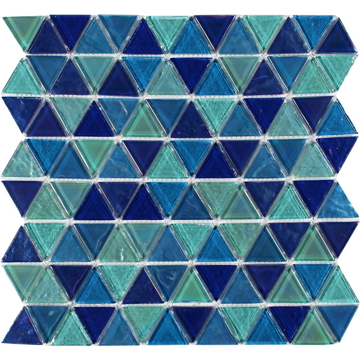 Tesoro - Triangle Series - 11.75 in. x 11.75 in. Glass Mosaic - Blend