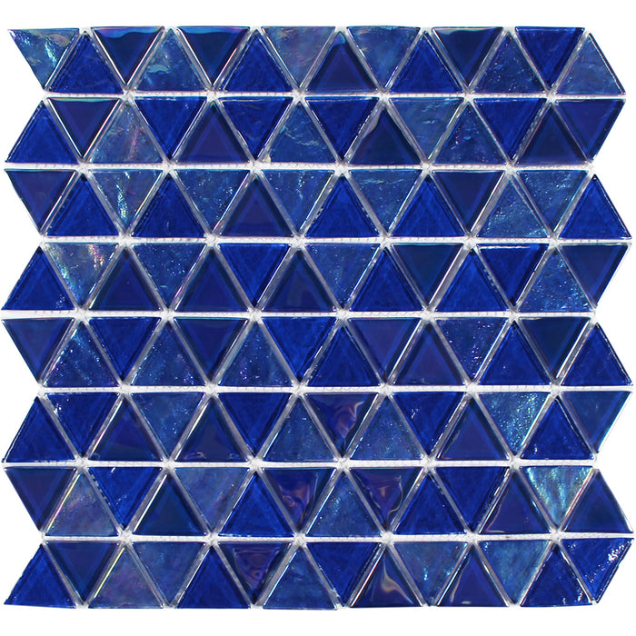 Tesoro - Triangle Series - 11.75 in. x 11.75 in. Glass Mosaic - Cobalt