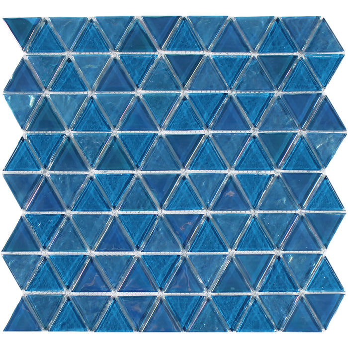 Tesoro - Triangle Series - 11.75 in. x 11.75 in. Glass Mosaic - Topaz