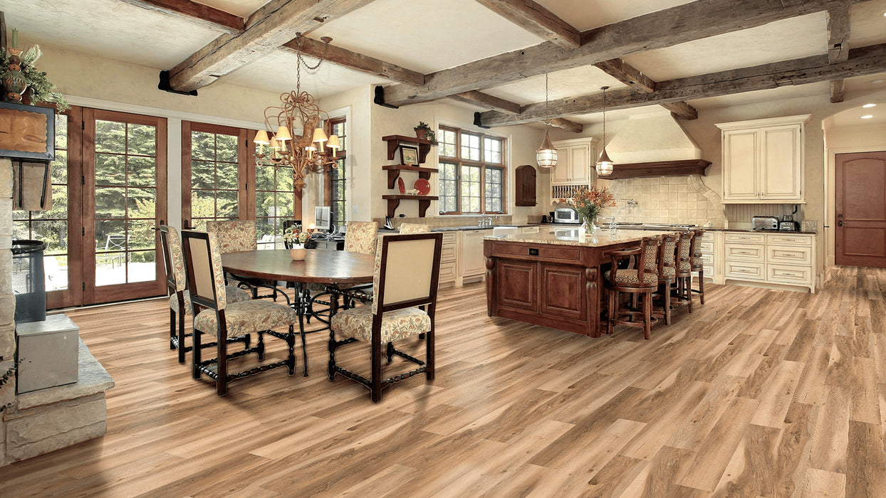 Tesoro - Velluna - 9 in. x 60 in. WPC Luxury Vinyl Planks - Biscotti Room Scene