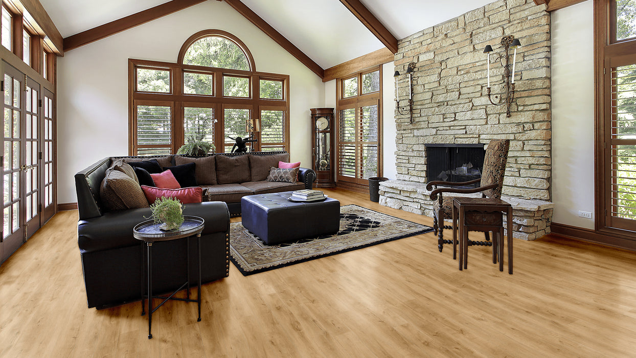 Tesoro - Velluna - 9 in. x 60 in. WPC Luxury Vinyl Planks - Straw Room Scene