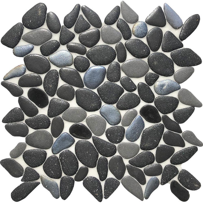 Tesoro - Liquid Rocks Series - Glass Pebble Mosaic - Abyss Black