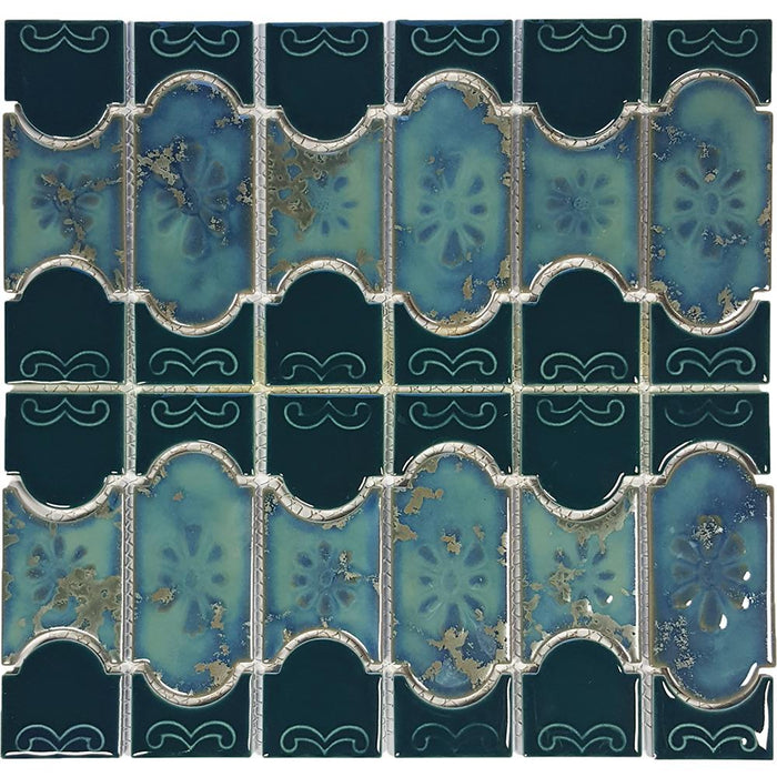 Tesoro - Botanical Collection - Porcelain Mosaic - Teal Green