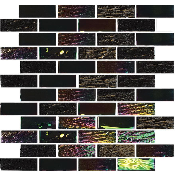 Tesoro - Nautical Series - 1 in. x 3 in. Glass Mosaic - Laguna Black