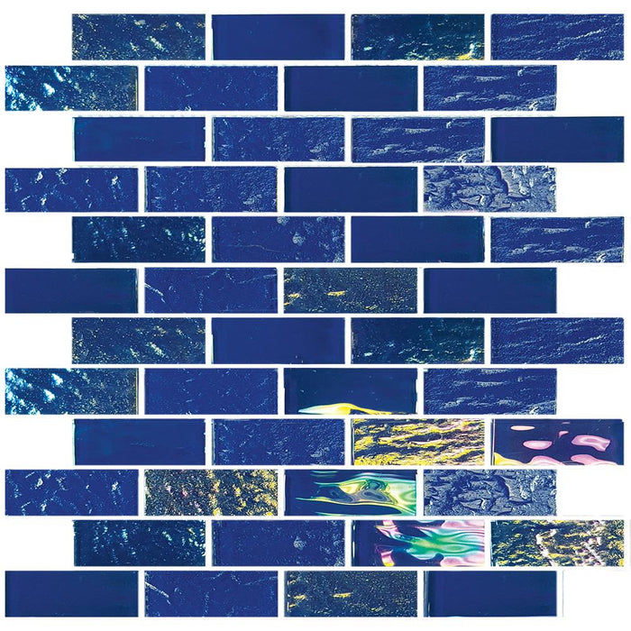 Tesoro - Nautical Series - 1 in. x 3 in. Glass Mosaic - Naval Blue