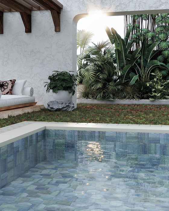 Tesoro - Waterplace Series - 6 in. x 6 in. Glossy Porcelain Tile - Java Installed