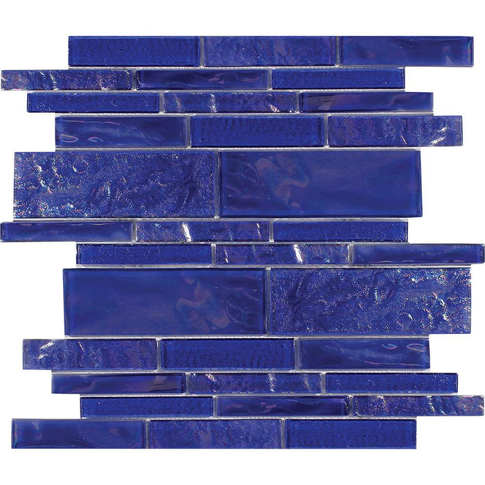 Tesoro - Treasure Series - 11.75 in. x 11.75 in. Glass Mosaic - Cobaltstone Linear