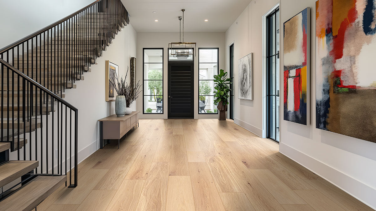 MSI - McCarran - 9.5 in. x 86 in.  Engineered Hardwood - Tualatin Blonde Hallway Install