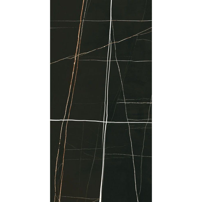 Elysium - Noir - 24 in. x 48 in. Rectified Porcelain Tile - Polished Black