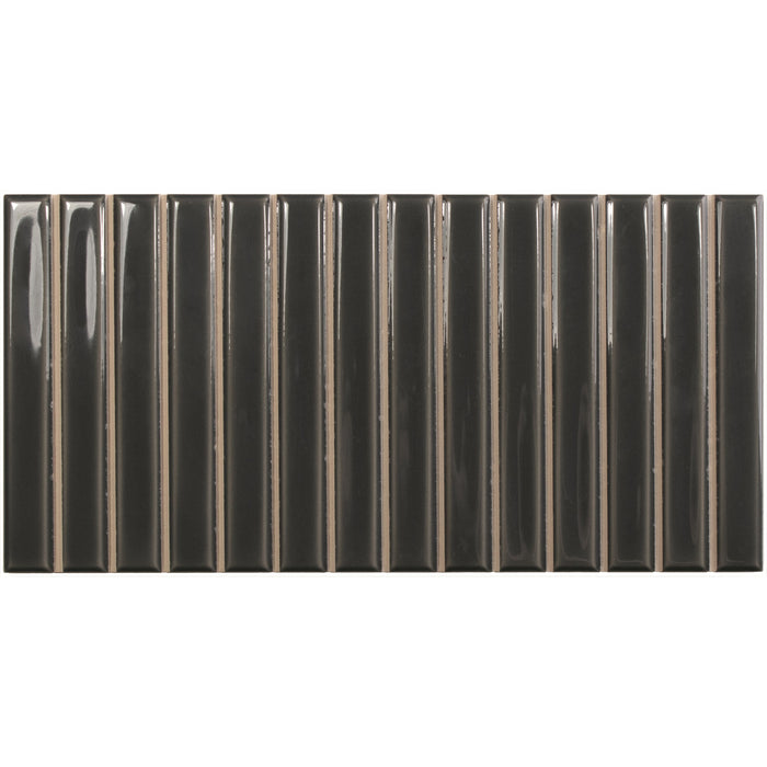 WOW - Sweet Bars 5 in. x 10 in. Glossy Ceramic Mosaic - Ebony