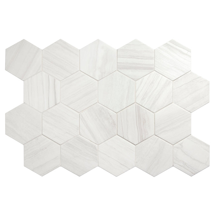 Mosaic & Tile Depot - Lithos Porcelain Hex Mosaic - White