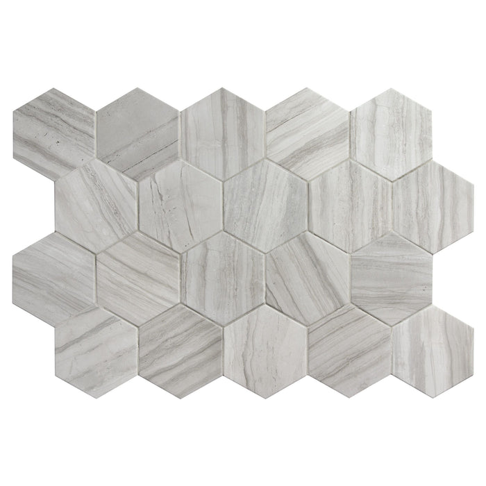 Mosaic & Tile Depot - Lithos Porcelain Hex Mosaic - GreyMosaic & Tile Depot - Lithos Porcelain Hex Mosaic - Grey