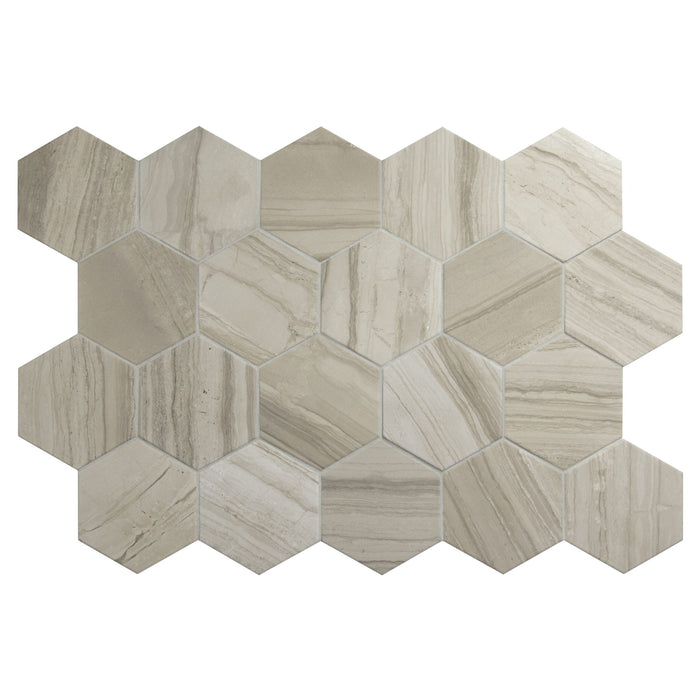 Mosaic & Tile Depot - Lithos Porcelain Hex Mosaic - Beige