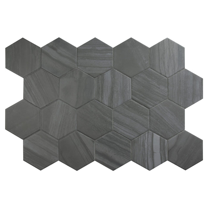 Mosaic & Tile Depot - Lithos Porcelain Hex Mosaic - Dark