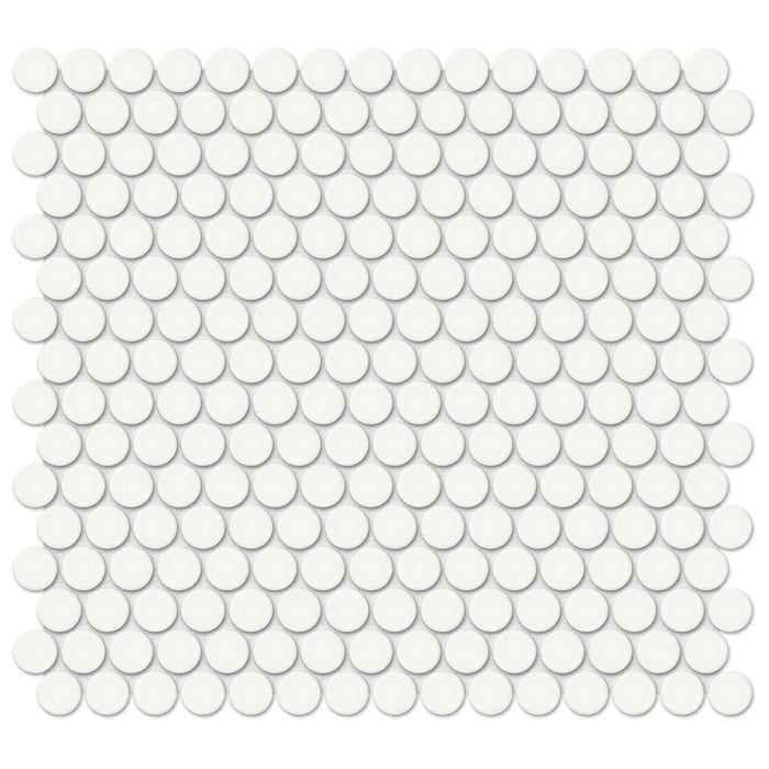 Tesoro Collection - Soho Series - 0.75 in. Penny Mosaic - Glossy Canvas White