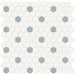 Tesoro Collection - Soho Series - 1 in. Hex Mosaic - Matte White with Cloud Blue