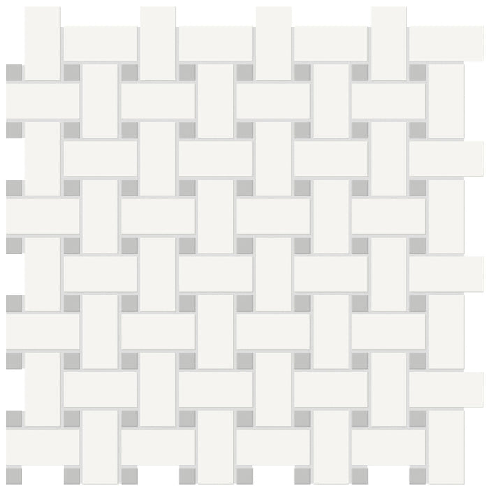 Tesoro Collection - Soho Series - Basketweave Mosaic - Matte White with Loft Grey