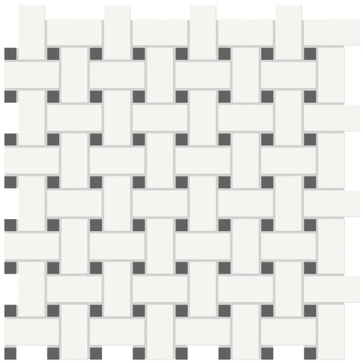 Tesoro Collection - Soho Series - Basketweave Mosaic - Matte White with Retro Black
