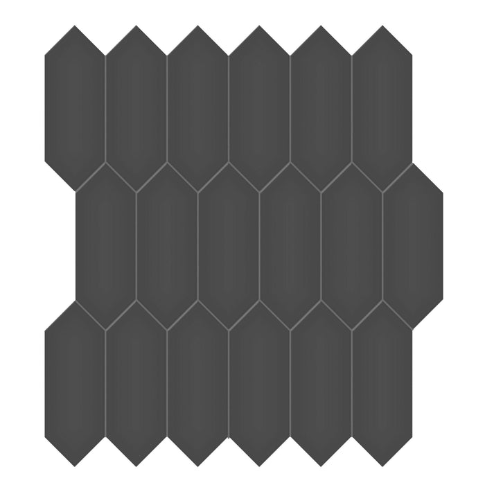 Tesoro Collection - Soho Series - 2 in. x 5 in. Picket Mosaic - Glossy Retro Black