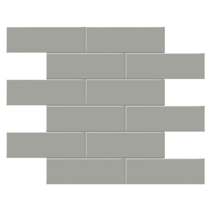 Tesoro Collection - Soho Series - 2 in. x 6 in. Brick Mosaic - Glossy Cement Chic