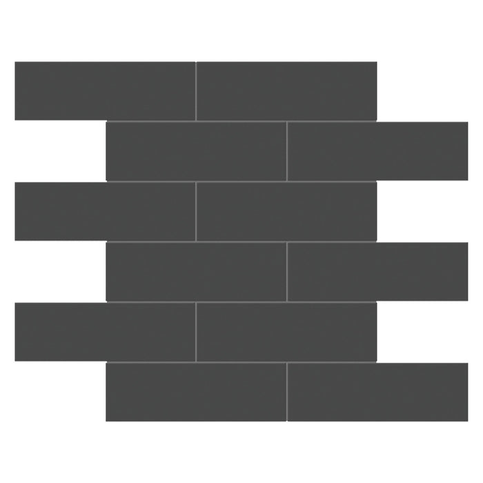 Tesoro Collection - Soho Series - 2 in. x 6 in. Brick Mosaic - Glossy Retro Black