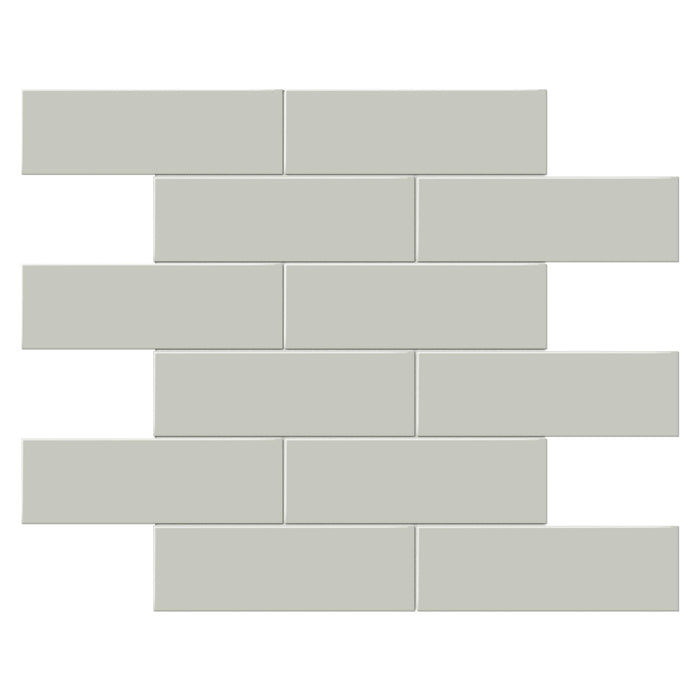 Tesoro Collection - Soho Series - 2 in. x 6 in. Brick Mosaic - Glossy Soft Sage