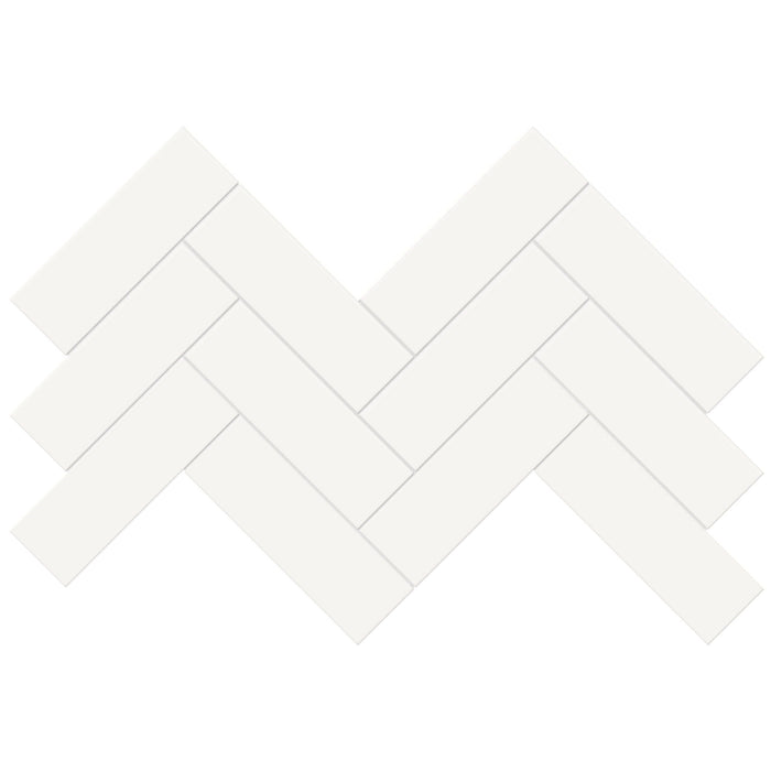 Tesoro Collection - Soho Series - 2 in. x 6 in. Herringbone Mosaic - Matte Canvas White