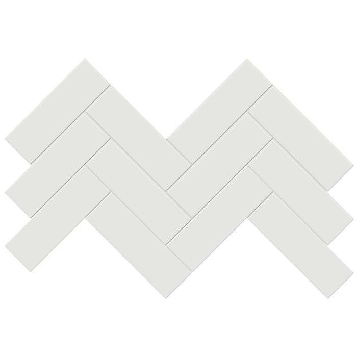 Tesoro Collection - Soho Series - 2 in. x 6 in. Herringbone Mosaic - Glossy Vintage Grey