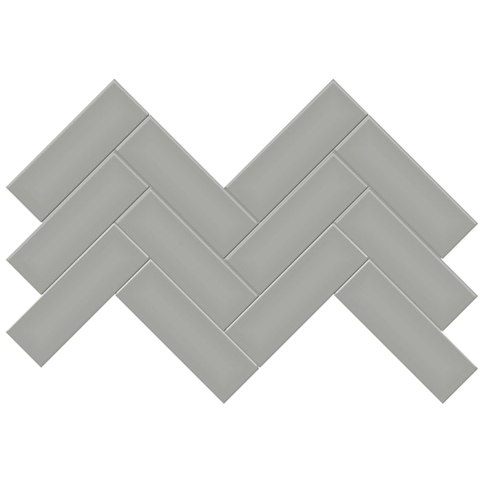 Tesoro Collection - Soho Series - 2 in. x 6 in. Herringbone Mosaic - Matte Cement Chic