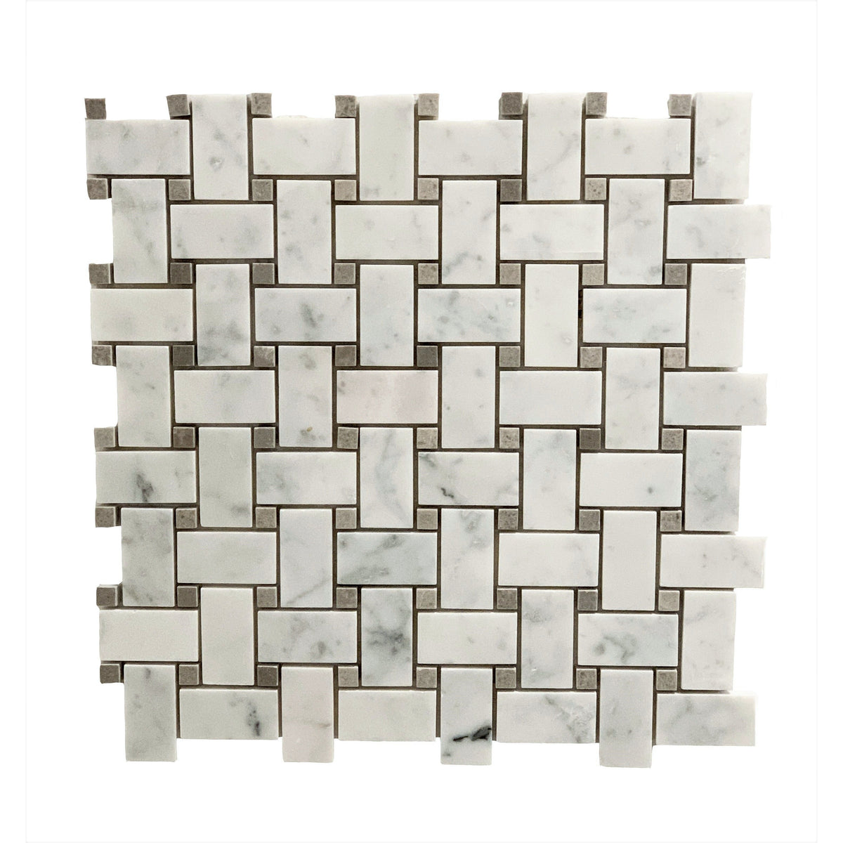 Rickert Tile - Carrara Basketweave with Grey Lady Dot Polished