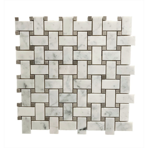 Rickert Tile - Carrara Basketweave with Grey Lady Dot Polished
