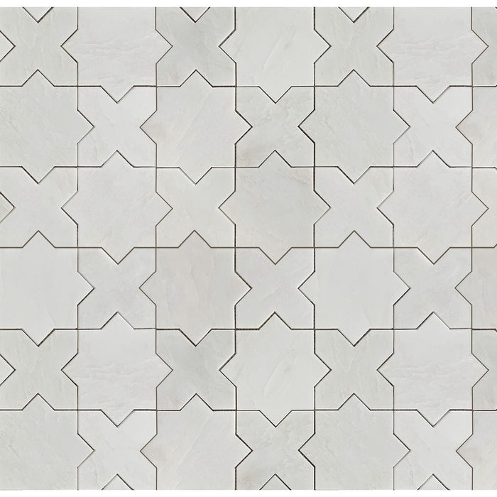 Rickert Tile - Oriental White Honed Star and Cross Mosaic